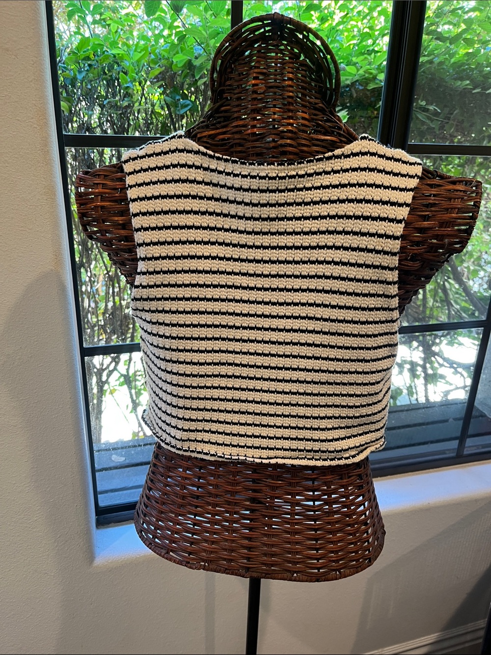 Mango Black and ivory Striped Crochet Vest - Picture 2 of 4